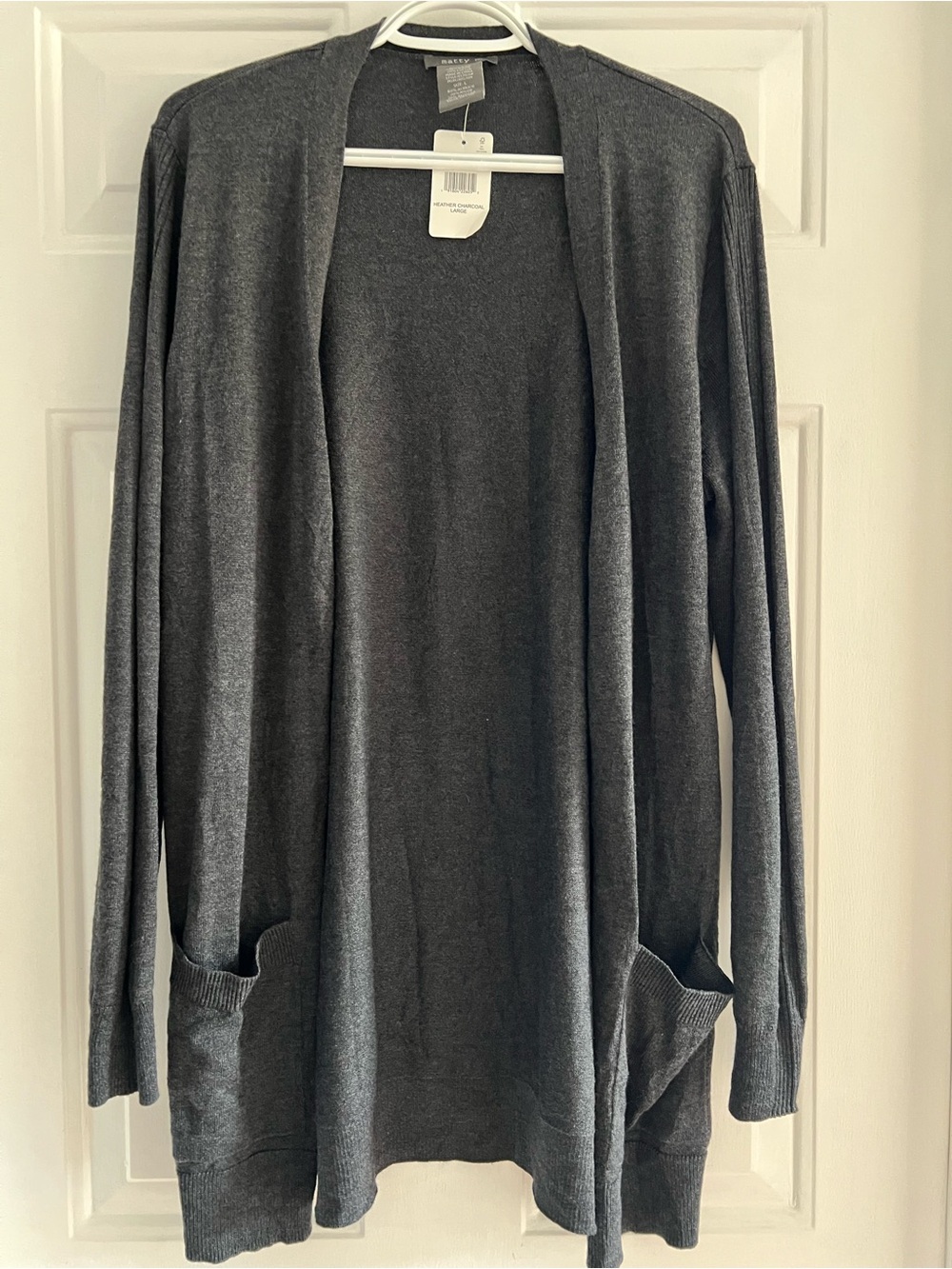 Matty M Charcoal Open-Front Long Cardigan